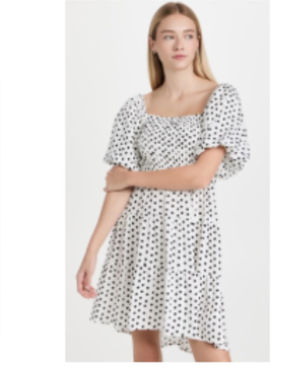Minkpink Tidal dress - White Polka Dot Puff Sleeve Dress - Picture 1 of 2